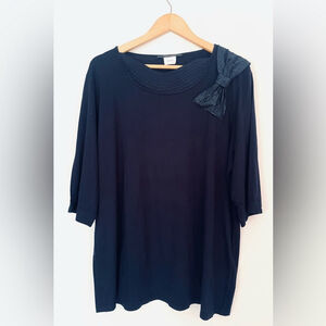 Marina Rinaldi Navy blue top Blouse with Bow Detail xl